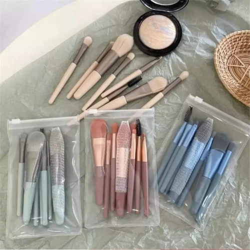 Kit Pincel para Maquiagem 8pçs c/ estojo PVC Cristal-DF1814
